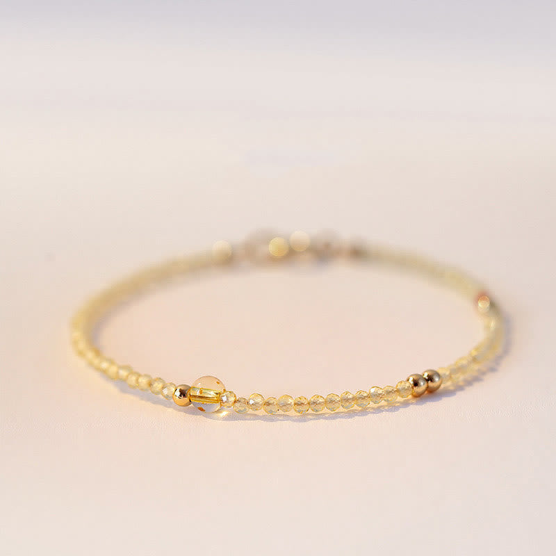 Buddha Stones 2 mm ultradunne citrien kralen van 14 karaats verguld koper, Armband - 2 mm veelhoekige kralen - 16 cm - image 0