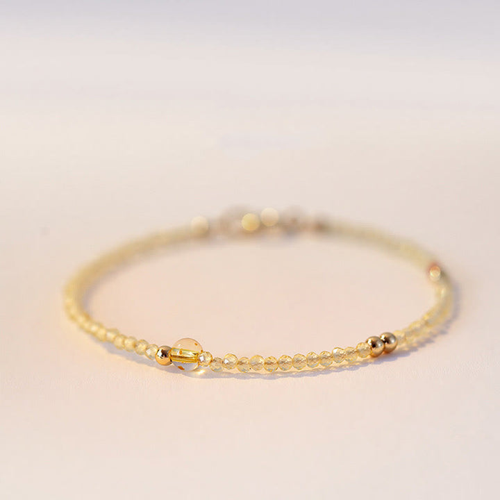 Buddha Stones 2 mm ultradunne citrien kralen van 14 karaats verguld koper, Armband - 2 mm veelhoekige kralen - 16 cm - image 0