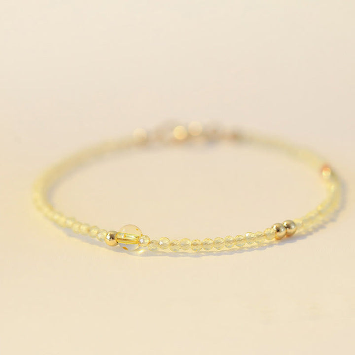 Buddha Stones 2 mm ultradunne citrien kralen van 14 karaats verguld koper, Armband - image 3