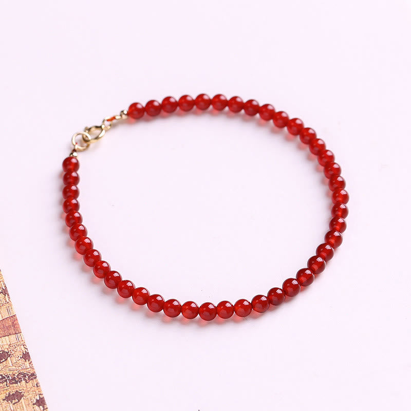 Buddha Stones Kleine, ultradunne rode agaatkralen, rustgevende Armband - 3 mm rode agaat - 16 cm - image 7