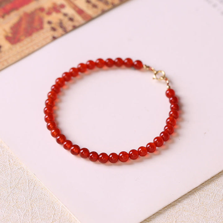 Buddha Stones Kleine, ultradunne rode agaatkralen, rustgevende Armband - image 1