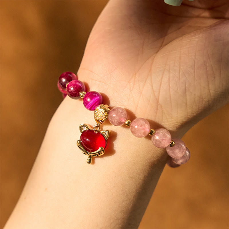 Buddha Stones Natuurlijke aardbeikwarts PiXiu Armband - image 10