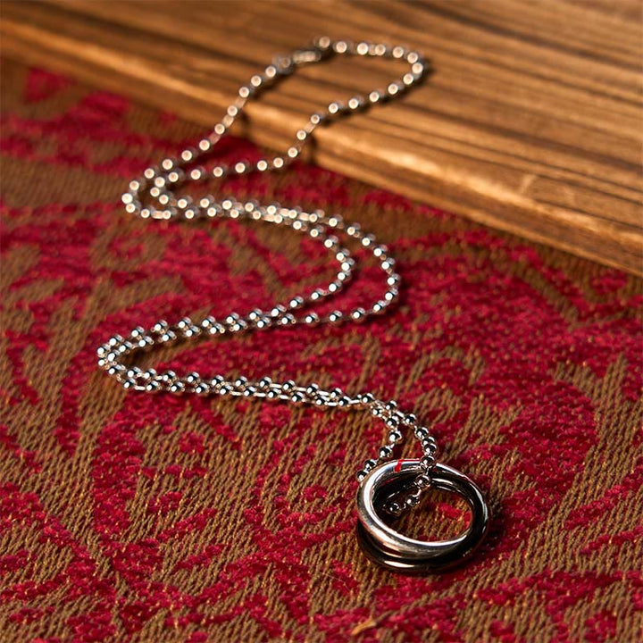 Buddha Stones Koperen Qiankun Hoop Grote Beer Ketting - image 6