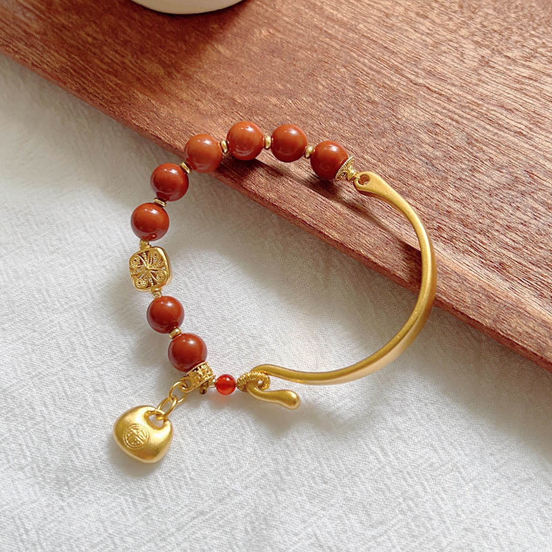 Buddha Stones Zuid-rode agaat Fu karakterstaaf halve Armband - Zuid-rode agaat (Polsomtrek: 15-16 cm) - image 0