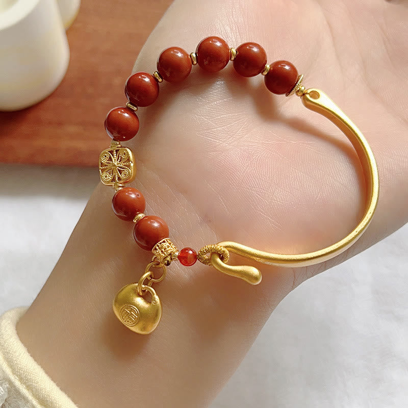 Buddha Stones Zuid-rode agaat Fu karakterstaaf halve Armband - image 1