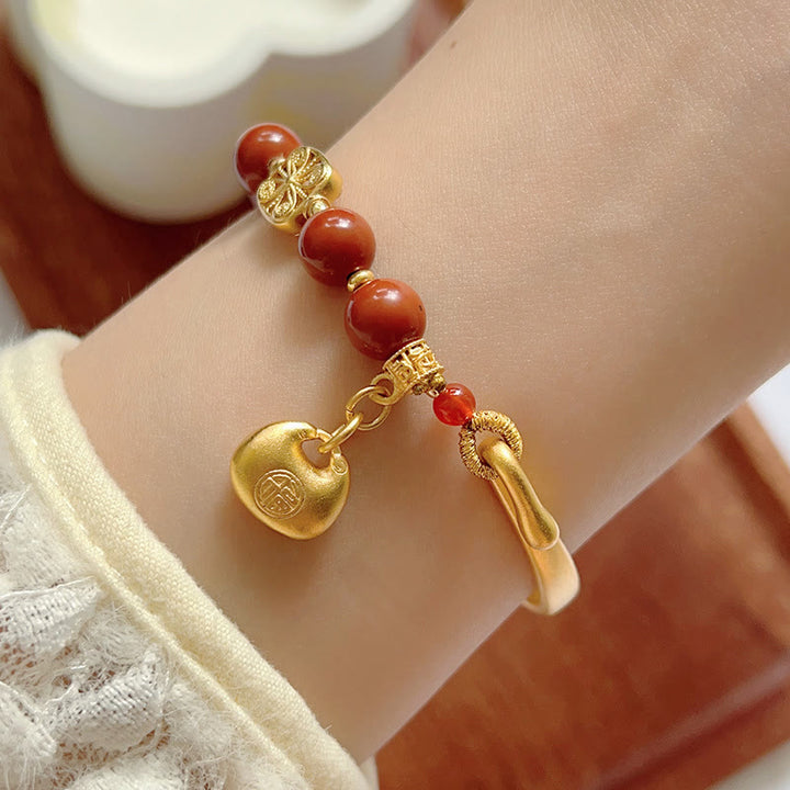 Buddha Stones Zuid-rode agaat Fu karakterstaaf halve Armband - image 3