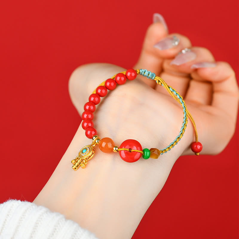 Buddha Stones Cinnabar String Peace Buckle Blessing Armband - image 4