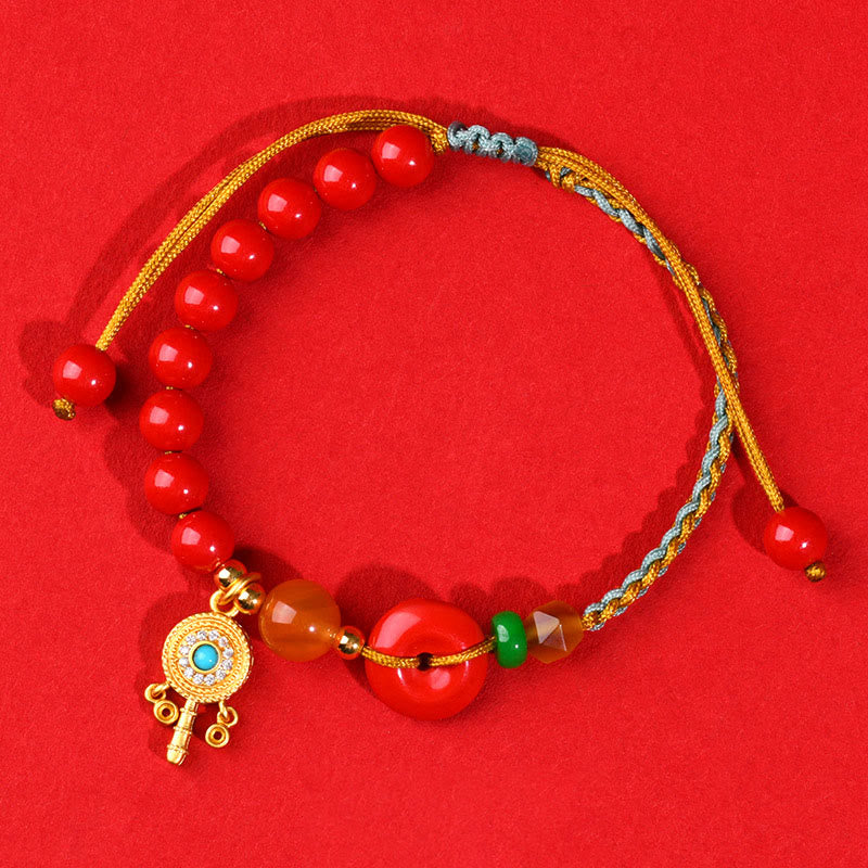 Buddha Stones Cinnabar String Peace Buckle Blessing Armband - image 2