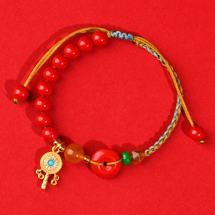 Buddha Stones Cinnabar String Peace Buckle Blessing Armband - image 2