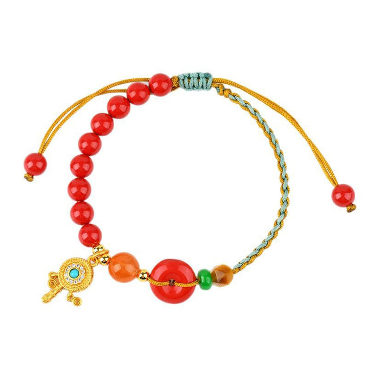 Buddha Stones Cinnabar String Peace Buckle Blessing Armband - image 9