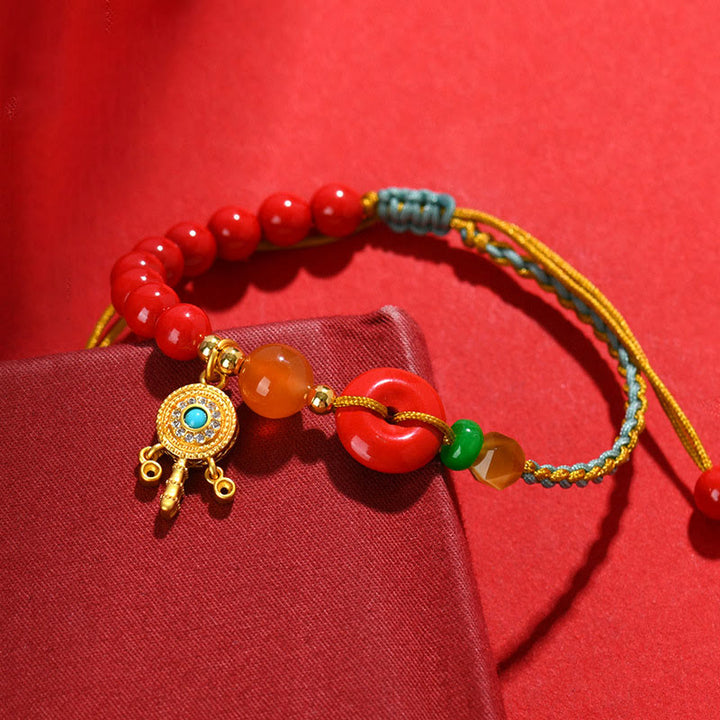 Buddha Stones Cinnabar String Peace Buckle Blessing Armband - image 10