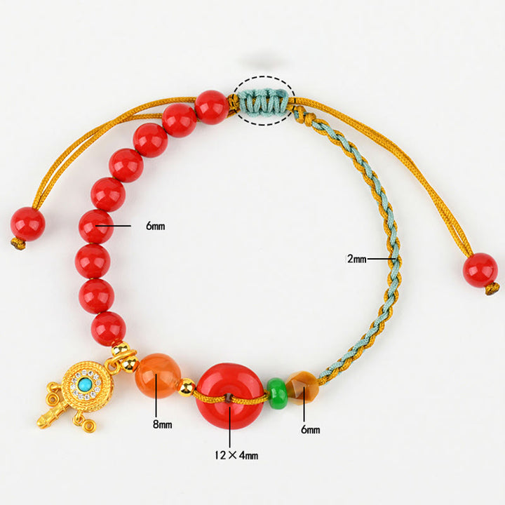 Buddha Stones Cinnabar String Peace Buckle Blessing Armband - image 8