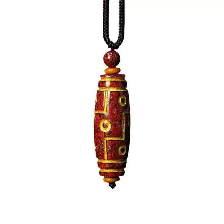 Buddha Stones Cinnaber Negenoog Dzi Kraal Ketting Hanger - image 1