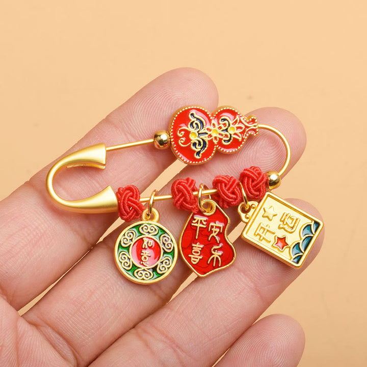 Buddha Stones Broche met dansende kalebas, Lion Fu-personage, symbool voor veiligheid en welzijn. - Kalebas, veel geluk - image 6