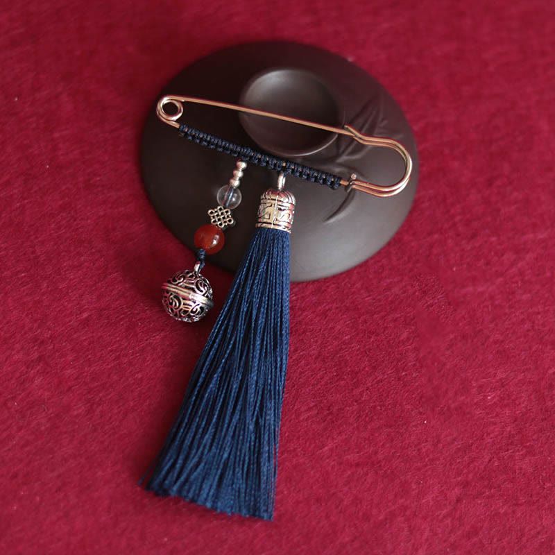 Buddha Stones Retro Broche met klokvormige kwastjes - Marineblauw - image 4