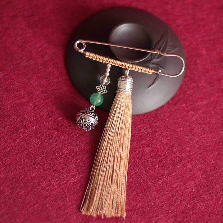 Buddha Stones Retro Broche met klokvormige kwastjes - Khaki - image 7
