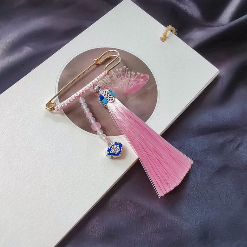 Buddha Stones Vintage chalcedoon kralen kwastjes positieve Broche - Roze - image 2