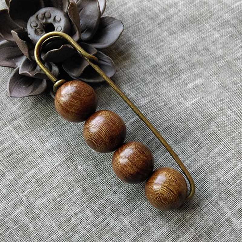 Buddha Stones Vintage Sandelhout Agathis Alba Ebbenhout Peltogyne Kralen Genezende Broche - image 1