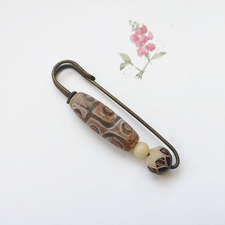 Buddha Stones Negenoog Dzi-kraal Bodhizaad Lotus Broche - image 2