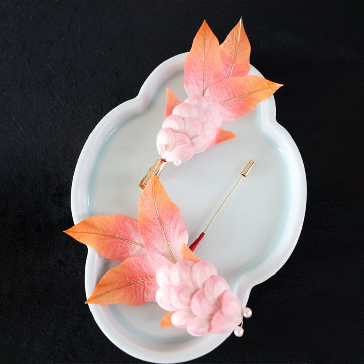 Buddha Stones Handgemaakte Yangzhou fluwelen bloem broche van moerbeizijde met rode koi- Broche - image 16