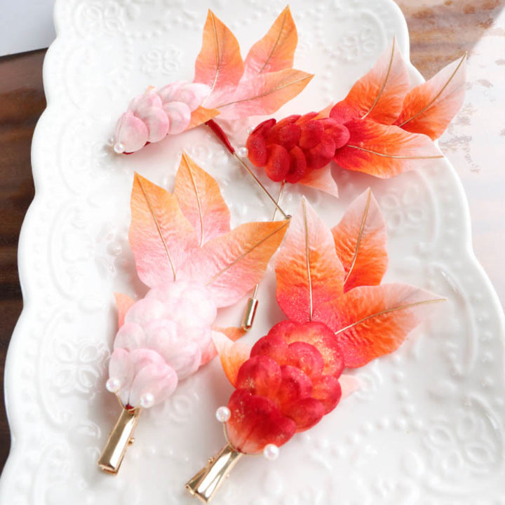 Buddha Stones Handgemaakte Yangzhou fluwelen bloem broche van moerbeizijde met rode koi- Broche - image 1