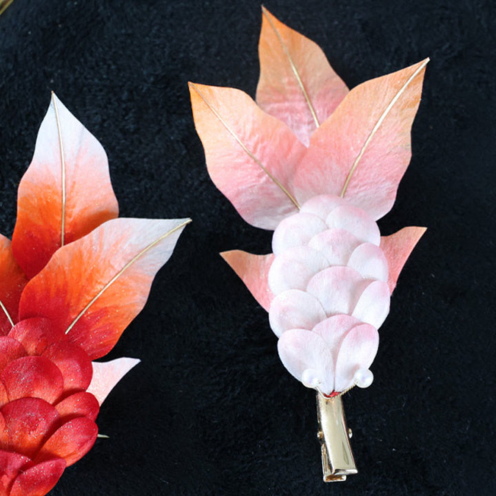 Buddha Stones Handgemaakte Yangzhou fluwelen bloem broche van moerbeizijde met rode koi- Broche - image 11