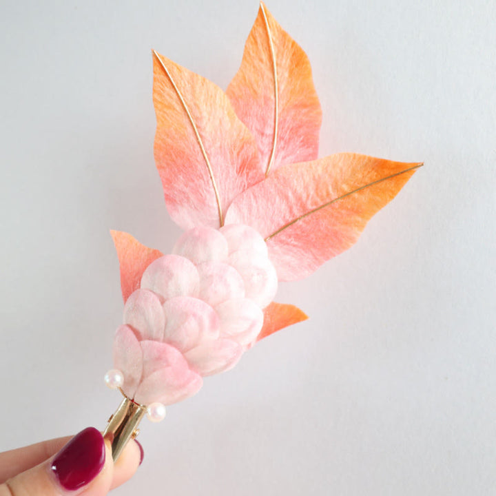 Buddha Stones Handgemaakte Yangzhou fluwelen bloem broche van moerbeizijde met rode koi- Broche - image 5