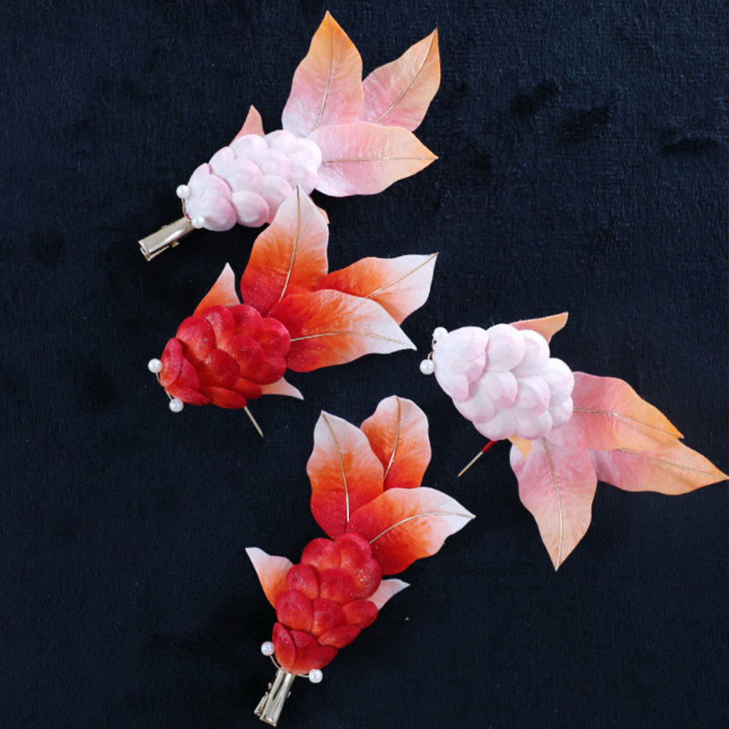 Buddha Stones Handgemaakte Yangzhou fluwelen bloem broche van moerbeizijde met rode koi- Broche - image 14