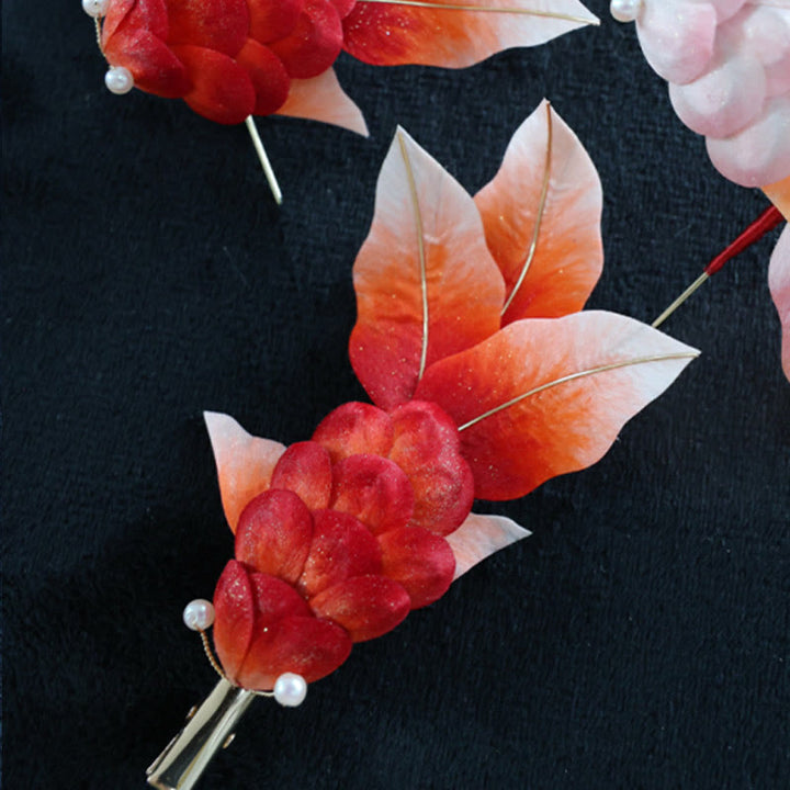 Buddha Stones Handgemaakte Yangzhou fluwelen bloem broche van moerbeizijde met rode koi- Broche - image 13