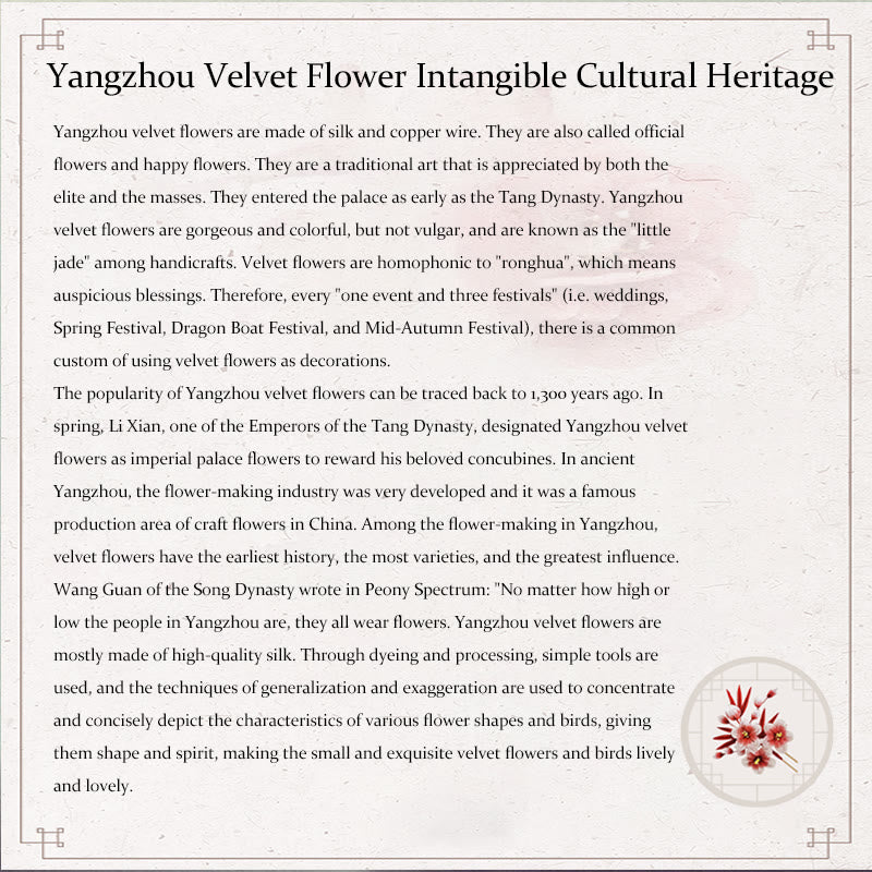 Buddha Stones Handgemaakte Yangzhou fluwelen bloem Broche van moerbeizijde met perzikbloesem - image 11