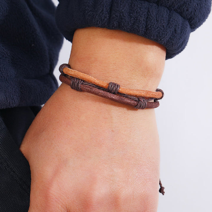Buddha Stones Vintage leren, handgeweven armband van henneptouw . - image 4