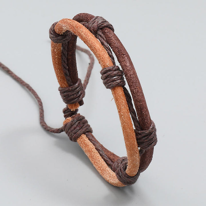 Buddha Stones Vintage leren, handgeweven armband van henneptouw . - image 1