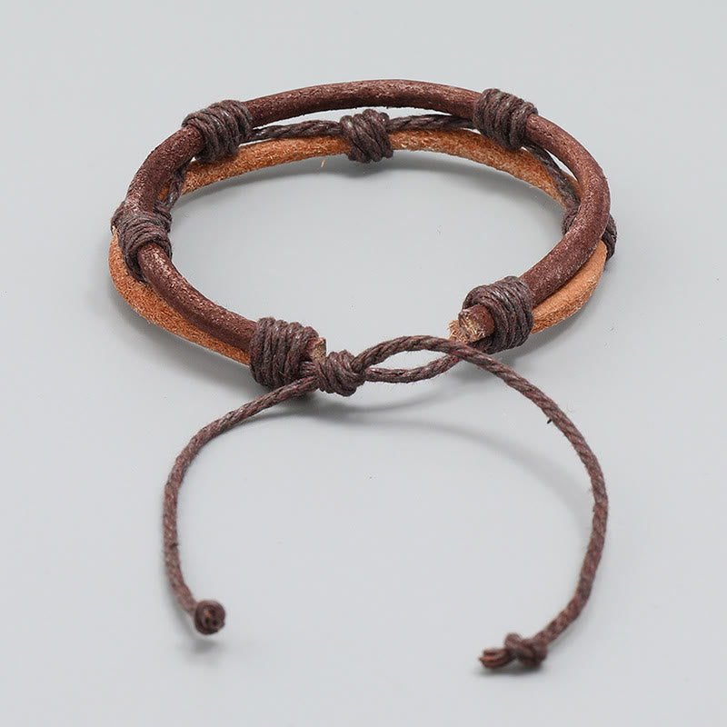 Buddha Stones Vintage leren, handgeweven armband van henneptouw . - image 2
