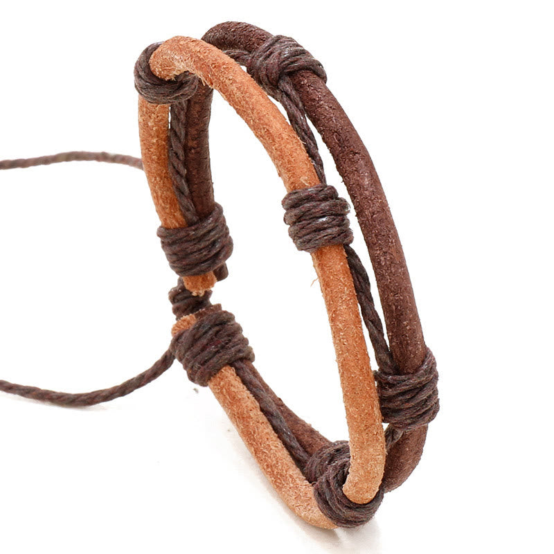 Buddha Stones Vintage leren, handgeweven armband van henneptouw . - image 3