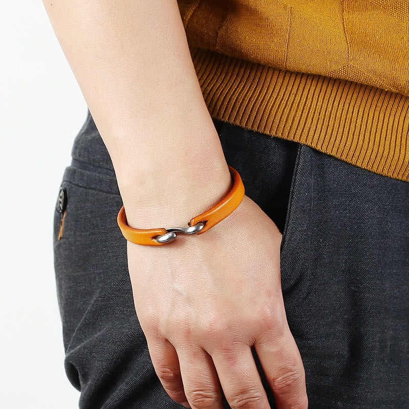 Buddha Stones Vintage leren Armband met eenvoudige gesp - image 4
