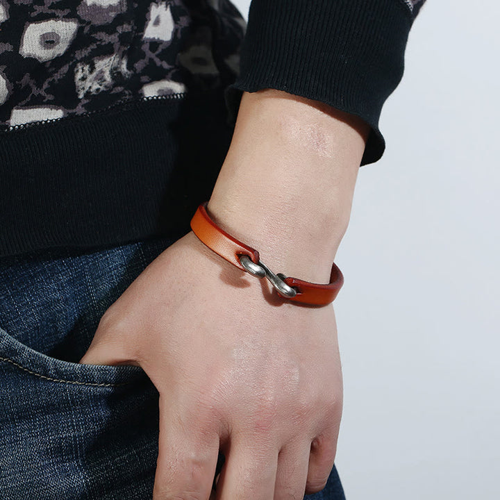 Buddha Stones Vintage leren Armband met eenvoudige gesp - image 5