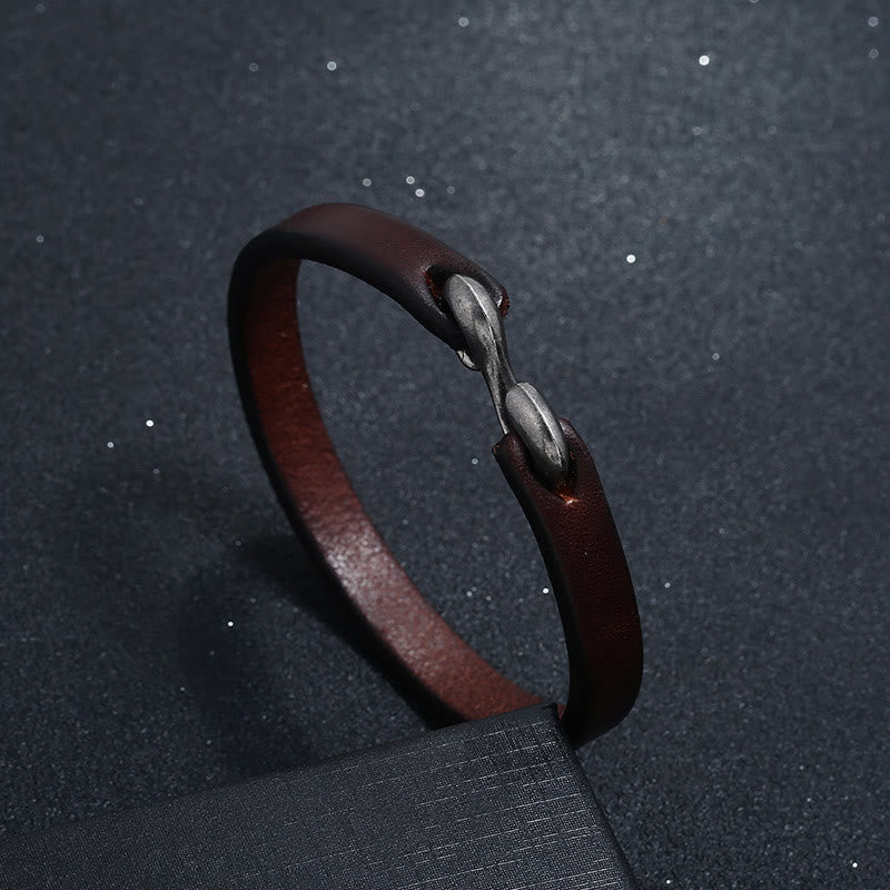 Buddha Stones Vintage leren Armband met eenvoudige gesp - Bruin - 18-20 cm - image 7