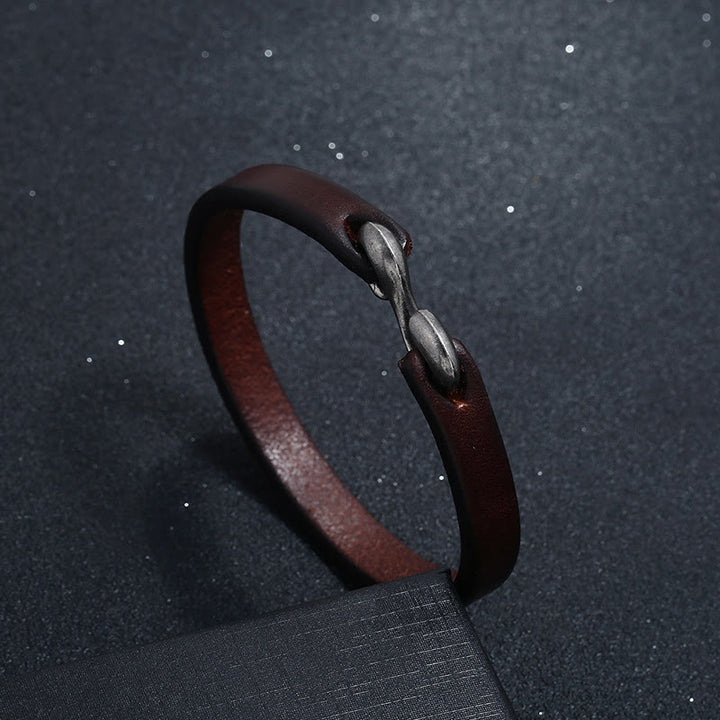 Buddha Stones Vintage leren Armband met eenvoudige gesp - Bruin - 18-20 cm - image 7