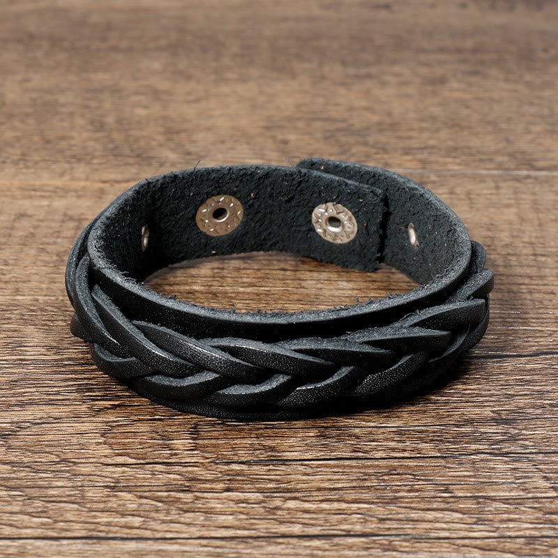 Buddha Stones Vintage geweven leren Armband met verstelbare gesp - image 7