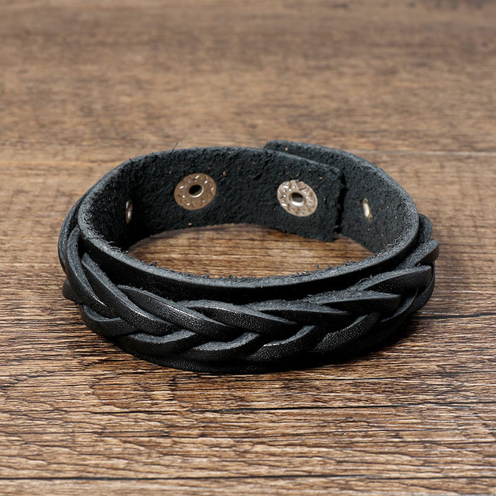 Buddha Stones Vintage geweven leren Armband met verstelbare gesp - image 7