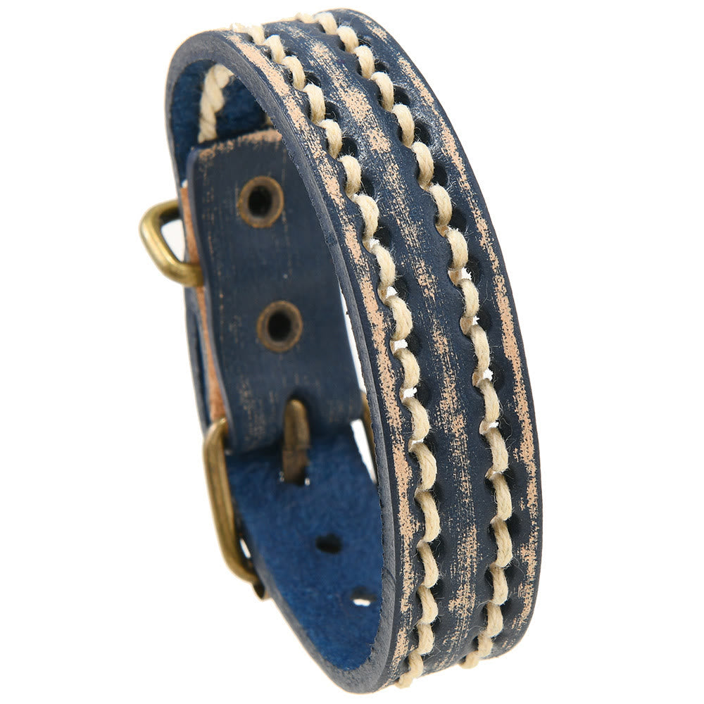 Buddha Stones Vintage leren Armband met verstelbare gesp - image 11