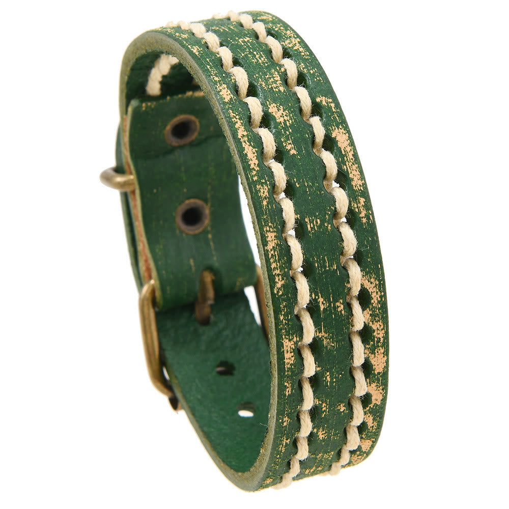 Buddha Stones Vintage leren Armband met verstelbare gesp - image 1