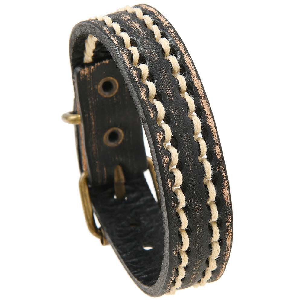 Buddha Stones Vintage leren Armband met verstelbare gesp - image 5