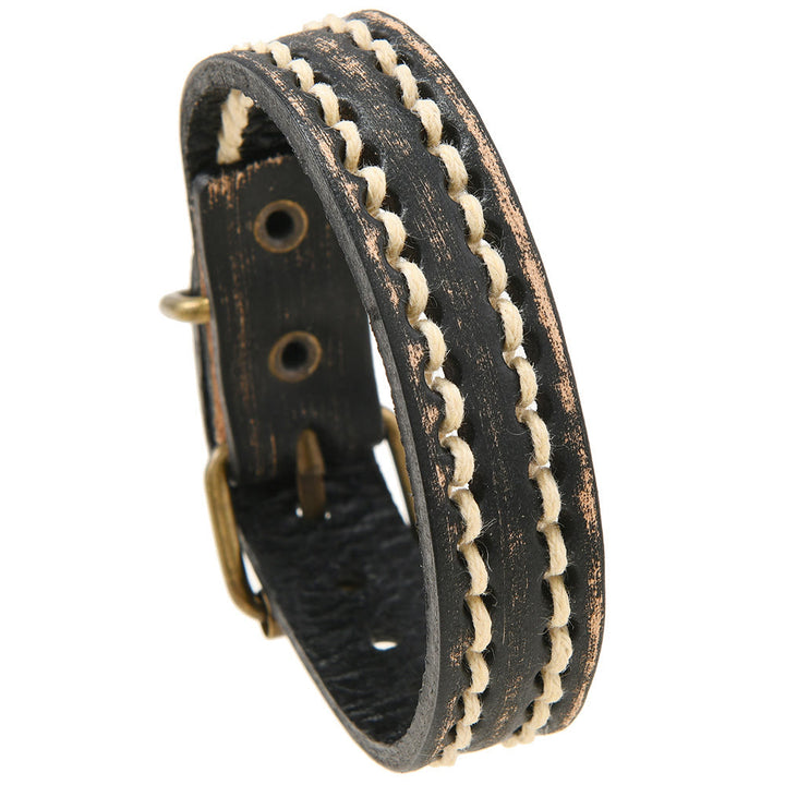 Buddha Stones Vintage leren Armband met verstelbare gesp - image 5