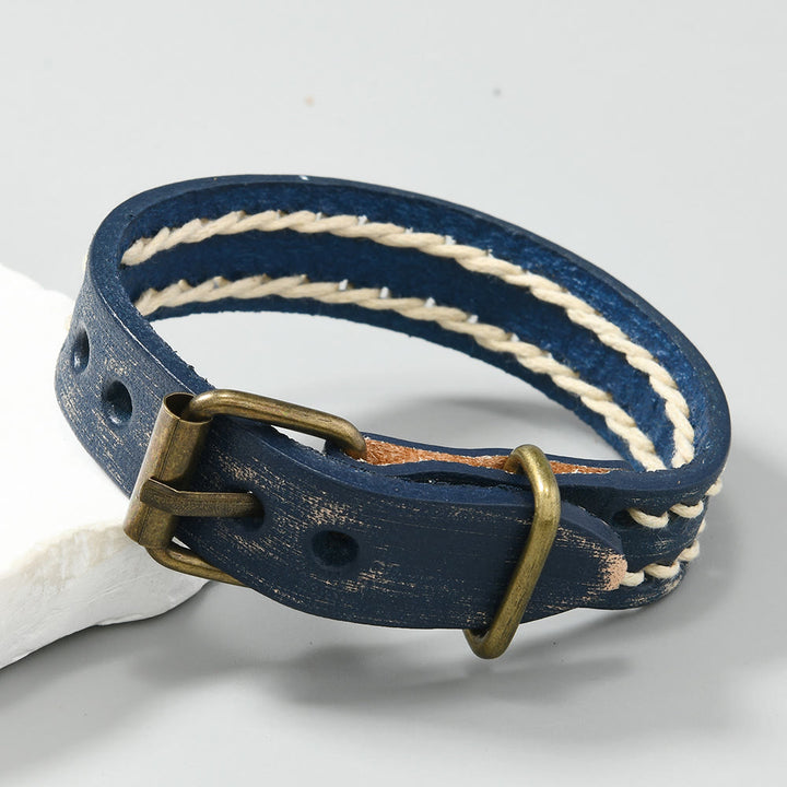 Buddha Stones Vintage leren Armband met verstelbare gesp - image 12