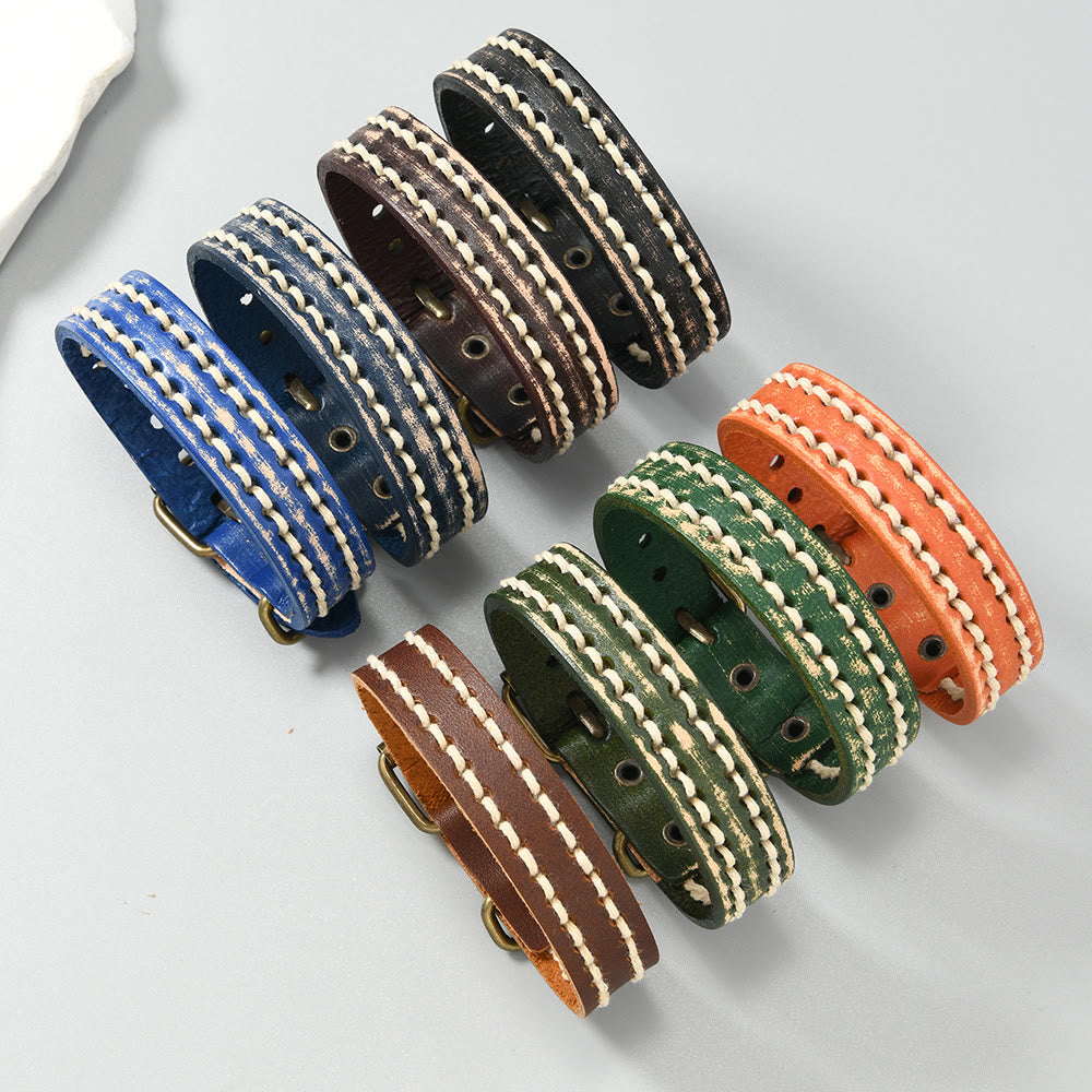 Buddha Stones Vintage leren Armband met verstelbare gesp - image 21