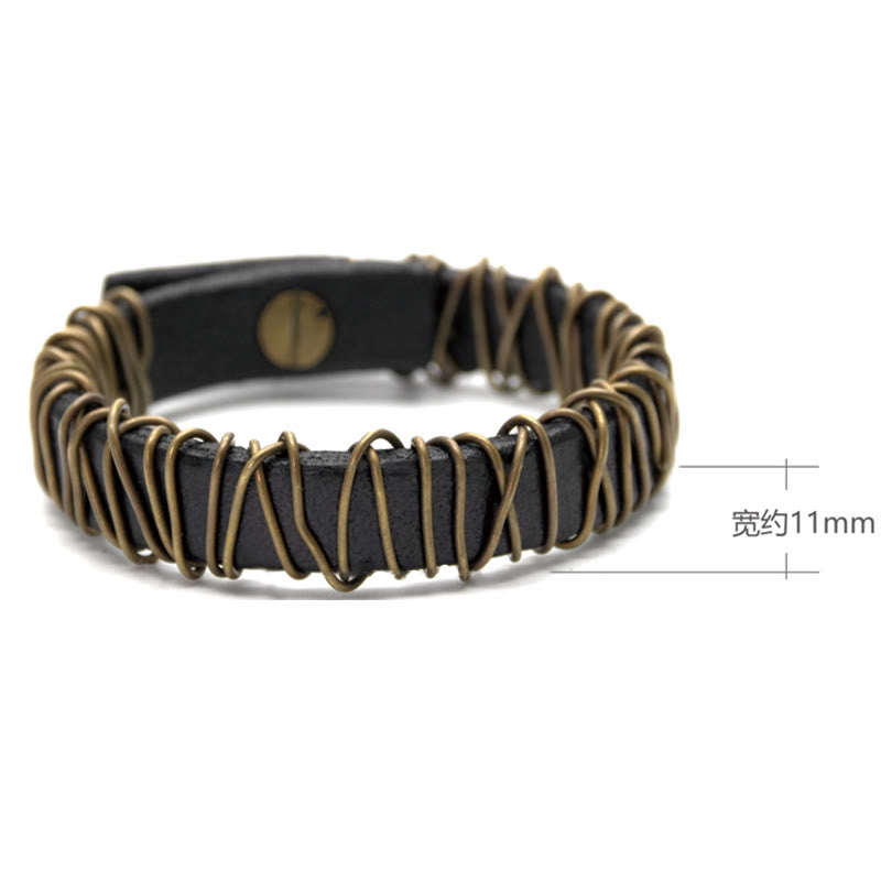 Buddha Stones Vintage leren balansarmband met koperen en messing Armband - image 16