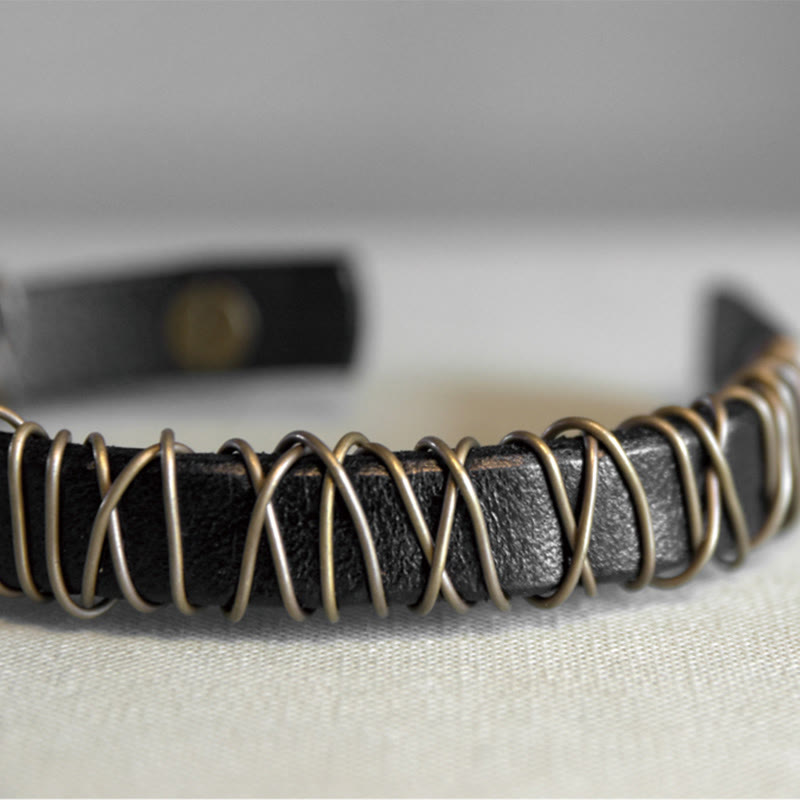 Buddha Stones Vintage leren balansarmband met koperen en messing Armband - image 19