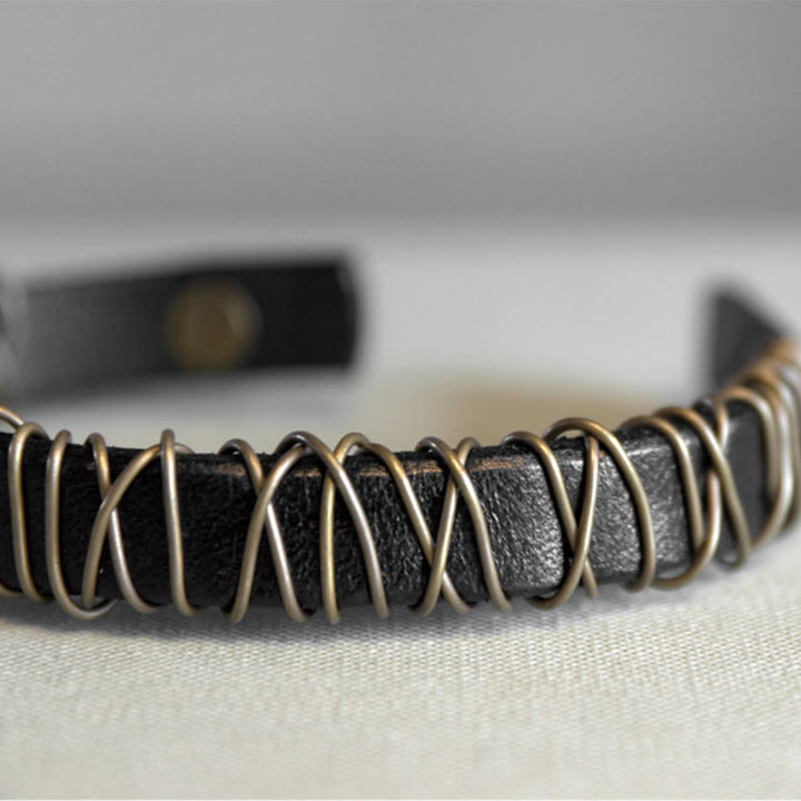 Buddha Stones Vintage leren balansarmband met koperen en messing Armband - image 19