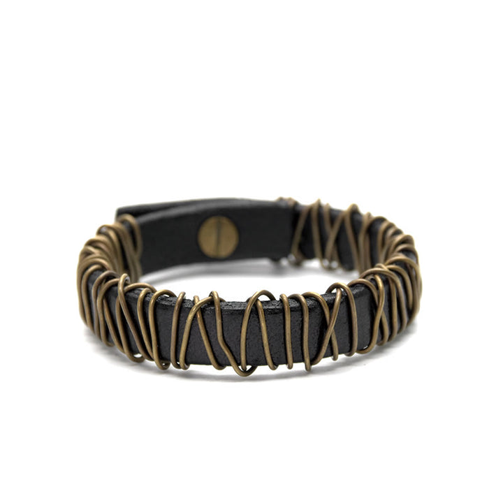 Buddha Stones Vintage leren balansarmband met koperen en messing Armband - image 17